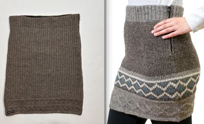 Everest Cable Knit Wool Skirt Womens M Gemstone High Waist Handmade in Nepal i - Image 1 of 4