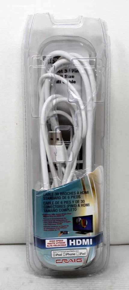 Craig Electronics Cable Full Size HDMI 6-Foot 30-Pin - Изображение 1 из 1