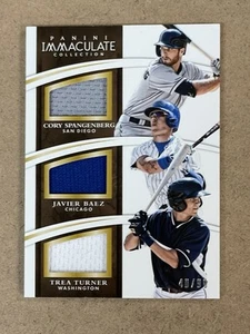2015 IMMACULATE COLLECTION TRIPLE PLAYER/PATCH #11 BAEZ/ TREA TURNER .. #D /400 - Picture 1 of 2