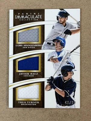 2015 IMMACULATE COLLECTION TRIPLE PLAYER/PATCH #11 BAEZ/ TREA TURNER .. #D /400 - Image 1 of 2