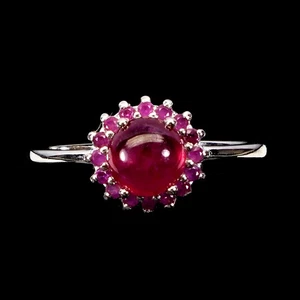 925 Sterling Silver Ring Round Ruby 6mm Natural Gemstone Jewelry Size 7.5 - Picture 1 of 13