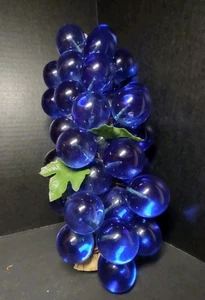 Vintage Blue Lucite Grape Cluster 1960s MCM Driftwood 14" Massive Peacock Blue - Bild 1 von 10