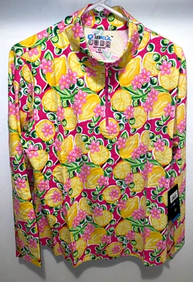 Camisa de golf IBKUL CALISTA ROSA CALIENTE manga larga simulada FPS 50 XXL limón floral nueva con etiquetas Foto 1 de 4
