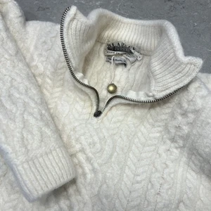 Vtg Blarney Woolen Mills Women's Sweater 1/4 Zip 100% Wool Ivory Size Medium - Picture 1 of 9