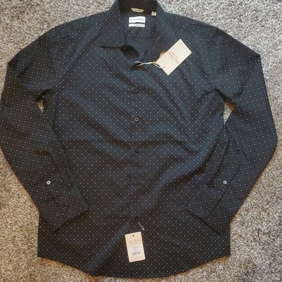 Lucky Brand Mens Dress Shirt Medium 15-15.5/33 Black Stars Button Up Slim Fit - Image 1 of 4