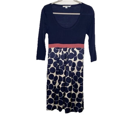 Vestido midi Boden de lana seda cintura alta manga 3/4 lunares talla 4 Foto 1 de 4