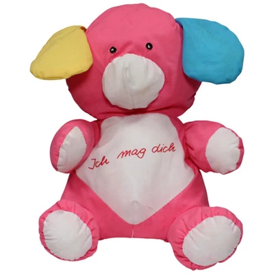 Vintage GEGU Knautschi, pinker Hund "Ich mag dich" Kuscheltier 28cm Gebraucht - Bild 1 von 4