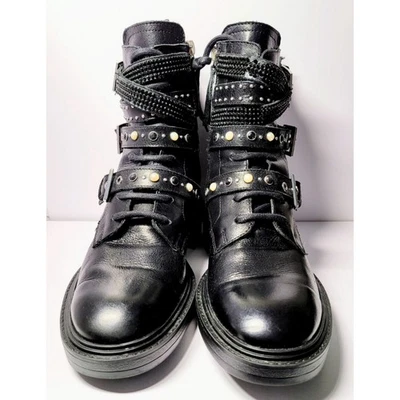 Botas de Combate Zara Cuero al Tobillo Joyas Tachonadas Correas Negras Talla 37 EU 6.5 US  Foto 1 de 4