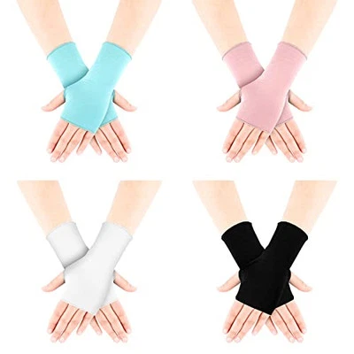  4 Pack Sun Protection UV Gloves Cooling Fingerless Gloves Women Bright Color - Image 1 of 4