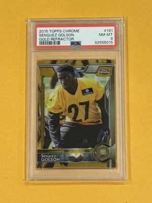 Senquez Golson 2015 Topps Chrome Gold Refractor /50 PSA 8 Ole Miss #191 Rookie - Image 1 of 2