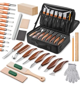 Kit de talla de madera, kit de corte de madera 35 en 1 para principiantes, juego de cuchillos de corte... - Imagen 1 de 5