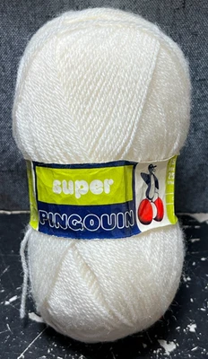 Hilo vintage Pinguoin súper blanco acrílico mezcla lana 50 g 240 yardas dedos nuevo de Lote Antiguo Foto 1 de 4
