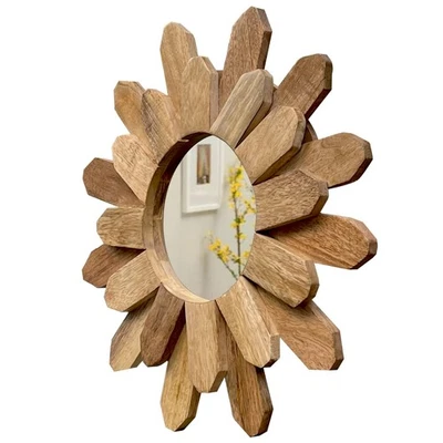 Espelho de parede de madeira, espelho de parede de 12 polegadas, design Sunburst de fazenda, dec... rústico - Imagem 1 de 4