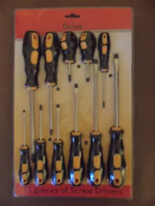 CaSun 11 Piece Screwdriver Set - Flat - Phillips - Ergonomic Handles - Black Tip - Picture 1 of 2