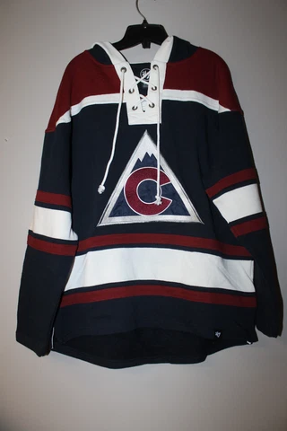 New NHL Colorado Avalanche old time jersey style mid weight cotton hoodie men S Cover