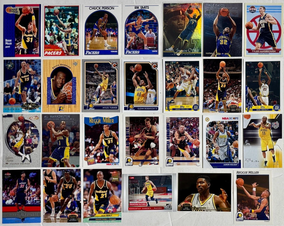 Lote de 27 tarjetas coleccionables de baloncesto Indiana Pacers Rookies All-Stars HOFer + más Foto 1 de 4