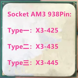 AMD X3-425 X3-435 X3-445 Triple-Core Socket AM3 Processor CPU - Picture 1 of 4