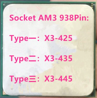 AMD X3-425 X3-435 X3-445 Triple-Core Socket AM3 Processor CPU - Image 1 of 3