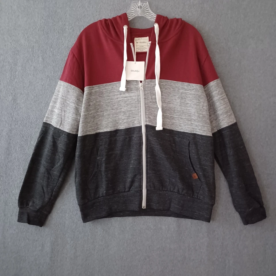 Doublju Sudadera con Capucha Para Hombres XL Multicolor Cremallera Completa Manga Larga Sudadera con Capucha Chaqueta Informal Foto 1 de 4