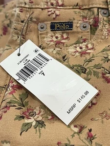$145 Polo Ralph Lauren Floral Cropped Pants Girls 7 Alvarado Wash Button - Picture 1 of 7