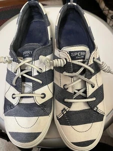 Sperry Cliffside Bootsschuhe – Damen 8M – STS81842 marineblau & weiß Canvas Slipper - Bild 1 von 4