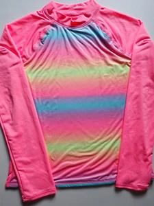 Girls Lands End Size XL 14-16 Colorful Rash guard Long Sleeve Summer Recreation - Picture 1 of 16