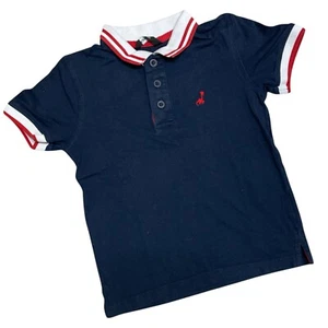 CB08# George Boy's Cotton Navy Blue Short Sleeve Collared Polo Shirt 3-4 Years - Picture 1 of 14