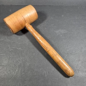 Vintage Wood Carved Carpenters Mallet Primitive Farmhouse Decorative Hammer 13" - Picture 1 of 10