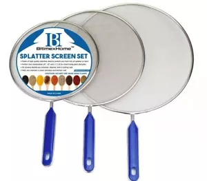 Stainless Steel Splatter Screen Guard Set of 3 - 8", 10" and 11" Cooking Shield - Picture 1 of 6