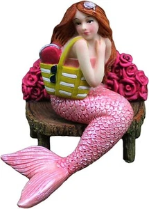 Set of 2pc Miniature Mermaid Garden Rose Flower Chair Fairy Figurines Fairy Tale - Picture 1 of 4