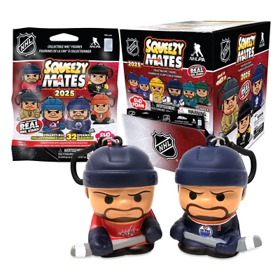 PARTY ANIMAL 1 BLIND PACK 2025 NHL HOCKEY SQUEEZYMATES SLO-FOAM PLAYER W/ CARABINER