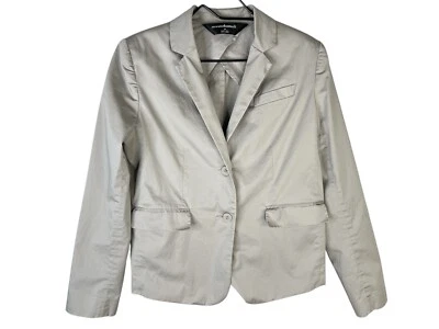 Chaqueta Blazer Norma Kamali Talla 10 Gris Bolsillos de Carrera Algodón Transpirable Elástico Foto 1 de 4
