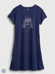 New Gap Kids Girl Graphic Print Crew Neck Short Sleeve Nightgown Dress 6 - Picture 1 of 2