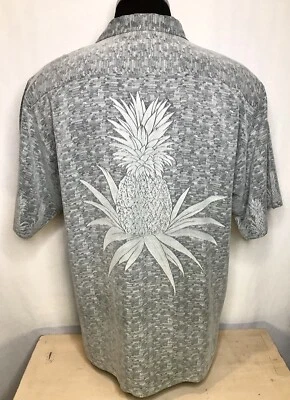 Camisa Tommy Bahama Gris Mediana Piña Hawaiana Tiki Aloha Friday Foto 1 de 4