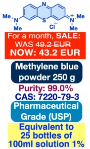 Methylenblau USP Pharmaqualität (Pulver), 25g, +99,0% (spurenarme Metalle, getestet) - Bild 1 von 7