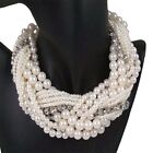 Statement Retro Winding Rhinestone Simulated Pearl Necklace Multiple Layer