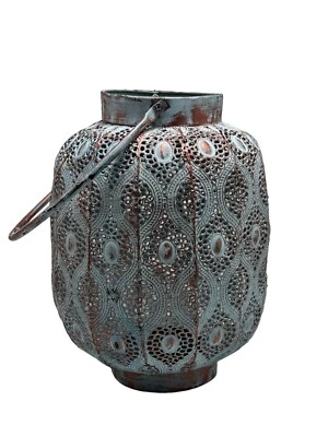 Vintage Inspired Ornate Metal Candle Lantern Hanging Tabletop Indoor Outdoor 11” - Image 1 of 4