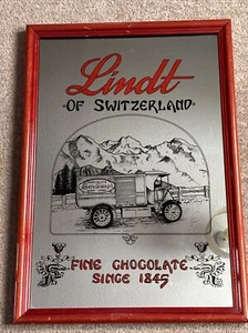Vintage Lindt Chocolate Framed Advertising Mirror Sign For Home Bar Man Cave - Picture 1 of 5