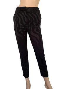 JUST CAVALLI Black Jacquard Zebra Tapered Cropped Trousers UK 8 US 4 IT 40 NEW - Picture 1 of 23