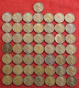 1937-S Lincoln Wheat Cent Penny 50 Coin roll High Grade R1 - Picture 1 of 6