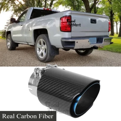 Carbon Exhaust Tip 2.5" In/3.5" Outlet Stainless Steel For Chevy Silverado 1500 Foto 1 de 4