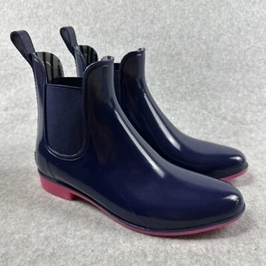 NoSox Myst Women's Navy & Pink Rain Boots Shoes (10) - Picture 1 of 8