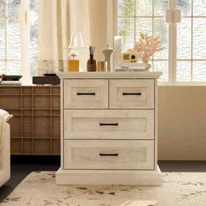 23.6 in. Gray Wood 4-Drawer Nightstand, Rectangle Storage End Table Design - Picture 1 of 8