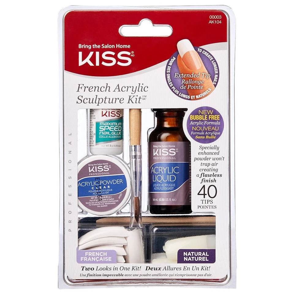 KISS LASHES Kiss False Nails - French Acrylic Sculpture Kit - Acrylic False Nails Set