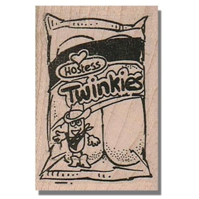 Деревянный резиновый штамп, Twinkies, торт, еда, сладкие закуски, лакомства, кексы, школа, ретро - Изображение 1 из 2