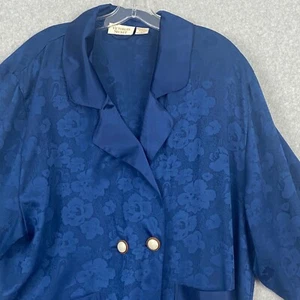 Vintage Victoria Secret Womens Robe Large Blue Long Satiny Double Breasted - Picture 1 of 10