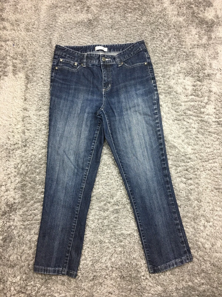 Christopher & Banks 短牛仔裤女式 8 码 AVG 蓝色深水洗牛仔布 — 第 1/4 张图片