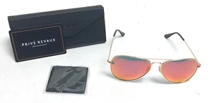 Prive Revaux - The Commando Aviator Polarized Sunglasses Gold/Red Mirror w/case - Picture 1 of 4