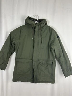 Hollister Mens Medium Army Green Full Zip Hooded Jacket Fleece Lined - Image 1 of 4