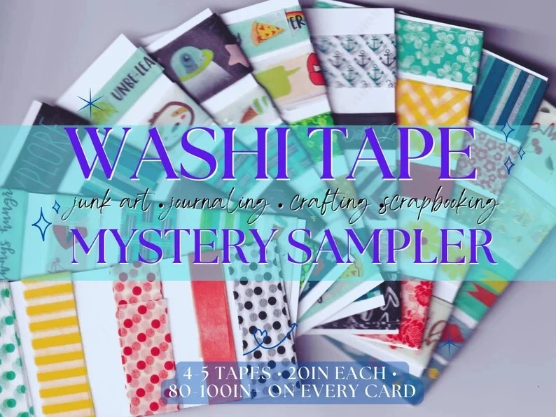 Washi Sampler | mystery washi tape variety sampler card 80"+ worth of tape - Image 1 of 4